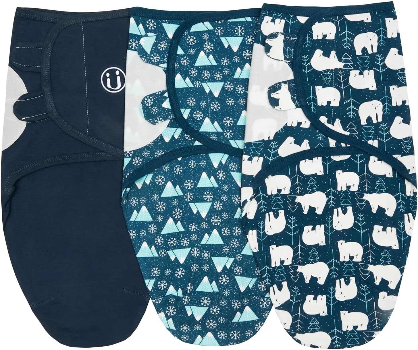 insular Baby Swaddle Wrap, Swaddle Blanket for Newborn and Infant, Adjustable Velcro Swaddling Set for Boy and Girl, Soft Cotton Baby Sleep Sack 3 Pack, Bear, Small(0-3 Month)