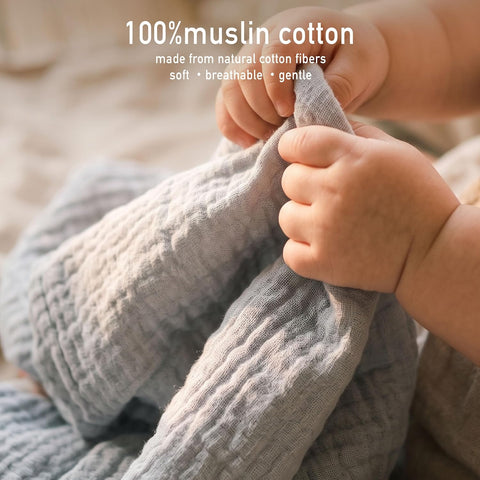 Muslin Receiving Blankets 5 Pack, Soft Swaddle Wraps for Newborn Babies