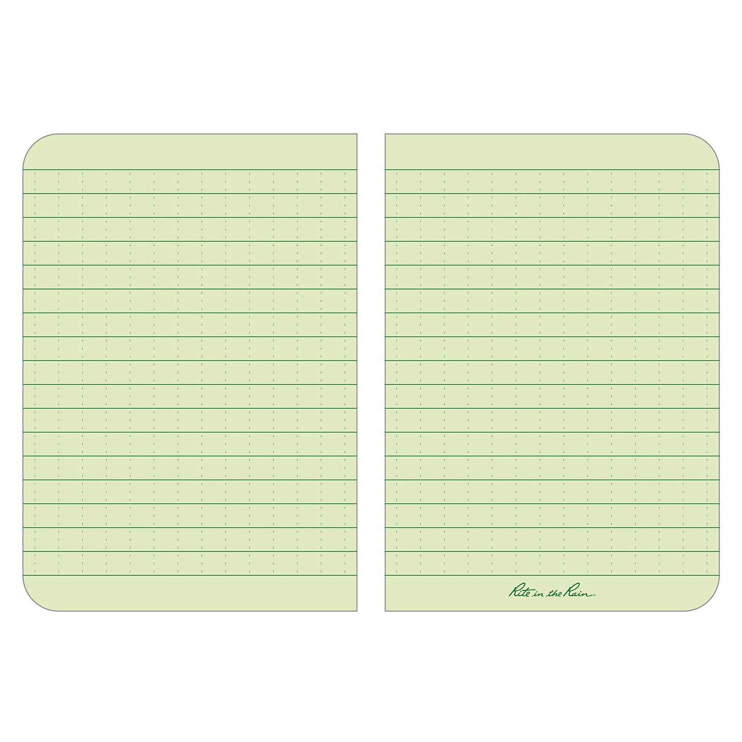 Rite in the Rain Weatherproof Soft Cover Pocket Notebook, 3 1/2" x 5", Green Cover, Universal Pattern (No. 954)