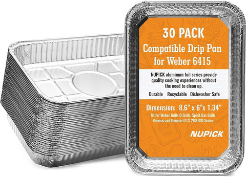NUPICK 30 Pack 6415 Drip Pans Compatible for Weber