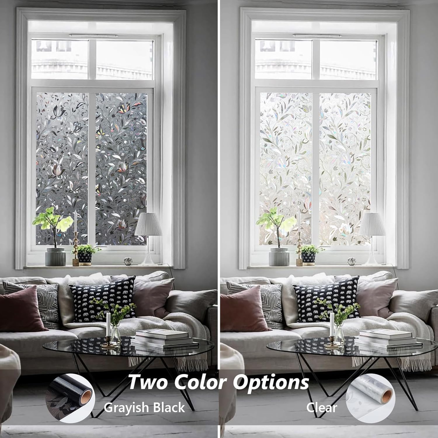 Kromapolis Window Privacy Film, Stained Glass, Grayish Black 29.5″ x 157.4″