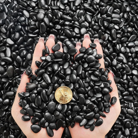 NUPICK 6lb River Rocks for Plants Indoor, Black Pebbles for Vases Fillers