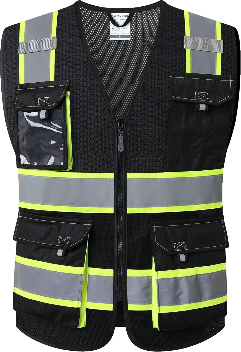JKSafety Safety Vest for Men Women Hi Vis Reflective Vest JK220 Black 2XL