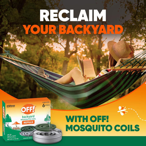 OFF! Backyard Mosquito Repellent Coil Refills, Perfect for Outdoor Patios Country Fresh Scent, 6 Count (Pack of 2)