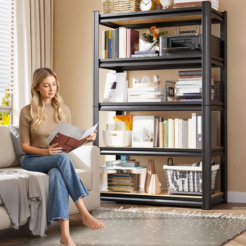 71" H x 28" W x 12" D Garage Shelving for Home & Garage Organization, 5-Tier Adjustable Metal Storage Rack for Tools, Storage Bins & Household Essentials, Utility Shelf for Garage, Pantry