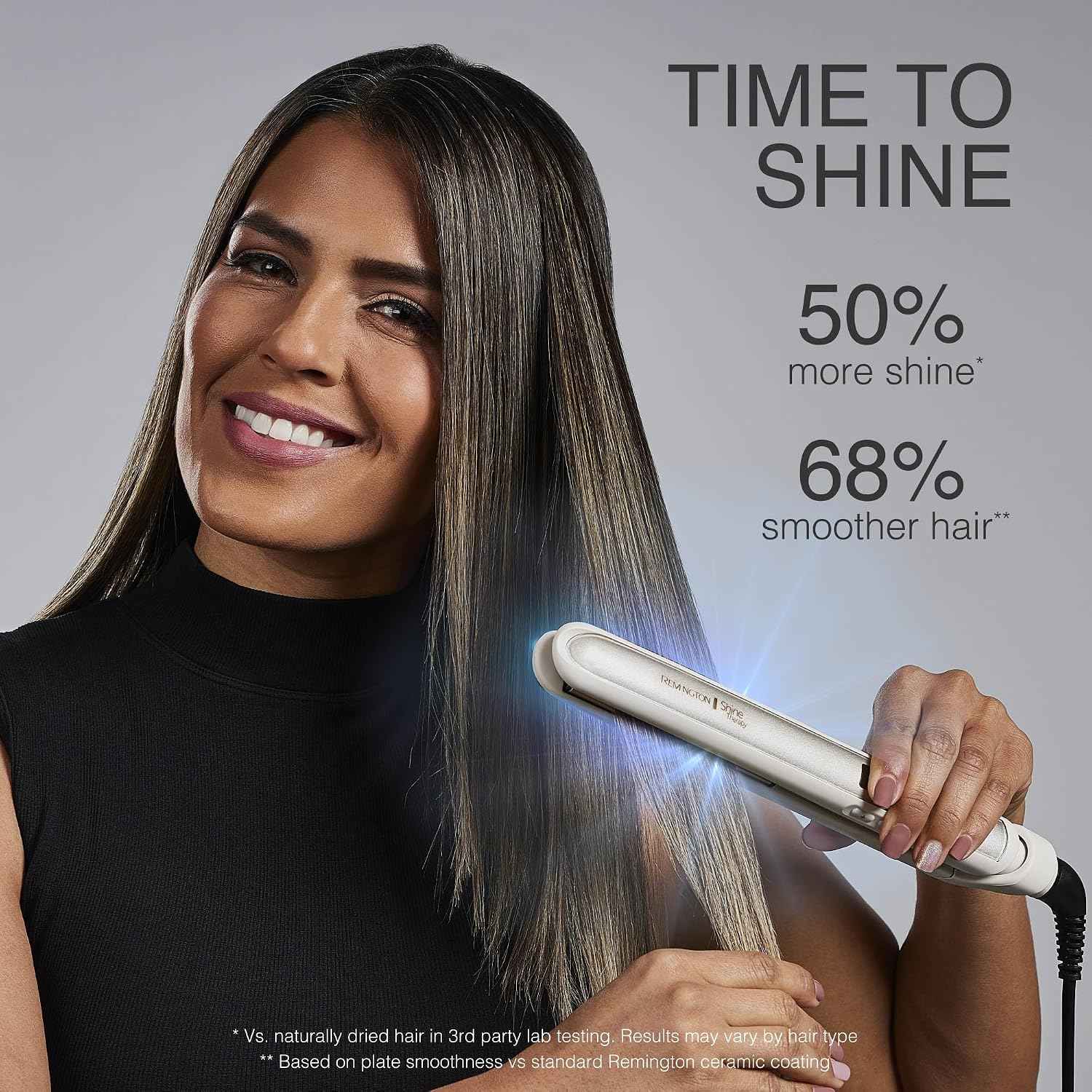 Remington Shine Therapy 1 Inch Hair Straightener, Argan Oil & Keratin | Keratin ceramic plates deliver smooth results; this flat iron reduces frizz for ideal hair styling.