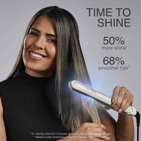 Remington Shine Therapy 1 Inch Hair Straightener, Argan Oil & Keratin | Keratin ceramic plates deliver smooth results; this flat iron reduces frizz for ideal hair styling.