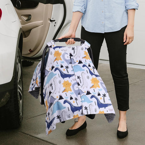 Rquite Car Seat Cover Baby Boy, Peekaboo Opening Infant Carseat Canopy