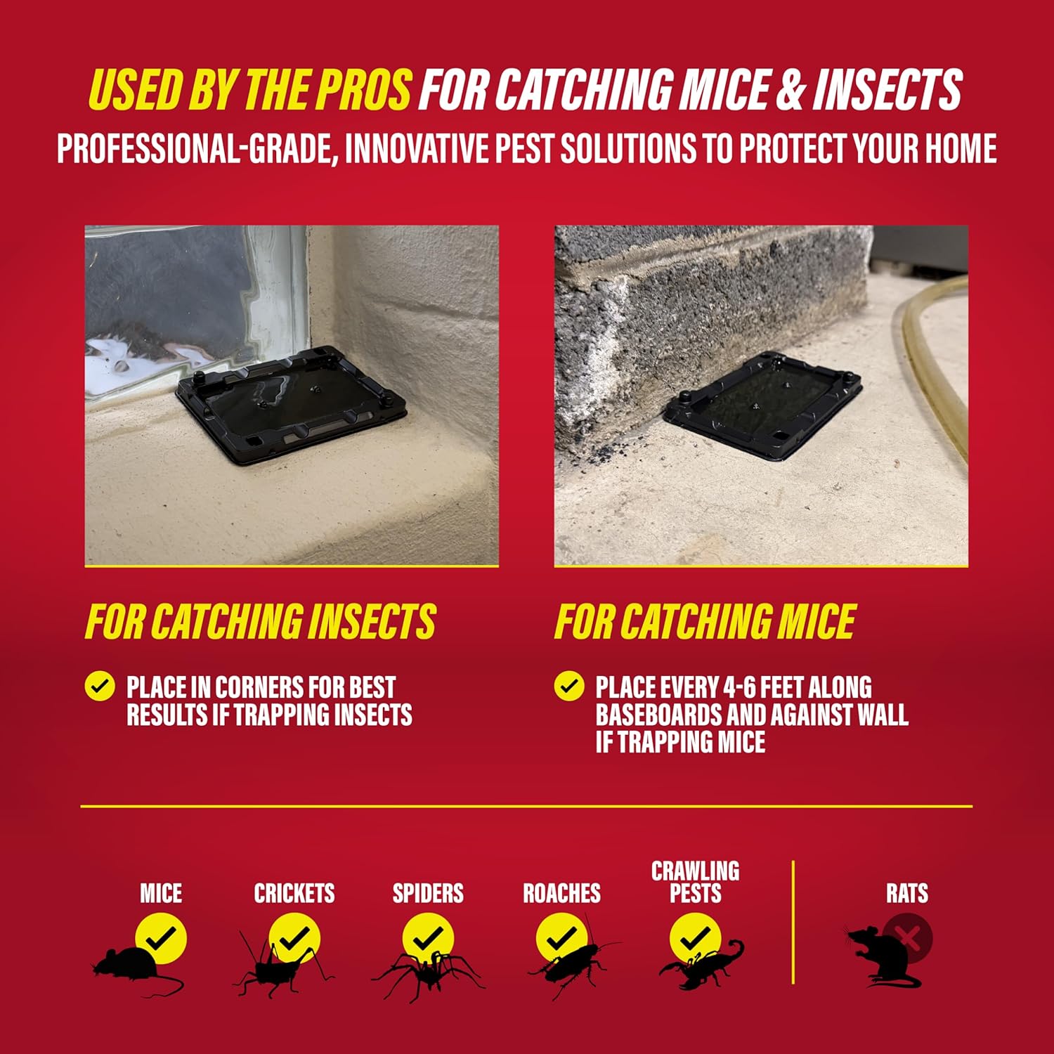 Catchmaster 16pk Mouse Glue Traps Indoor for Home, Sticky Mouse & Bug Traps