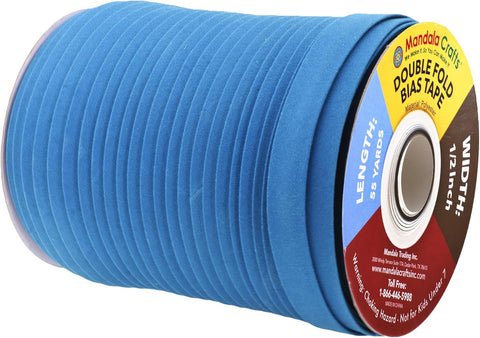 Mandala Crafts 55 Yds 1/2 Inch Steel Blue Double Fold Bias Tape for Sewing
