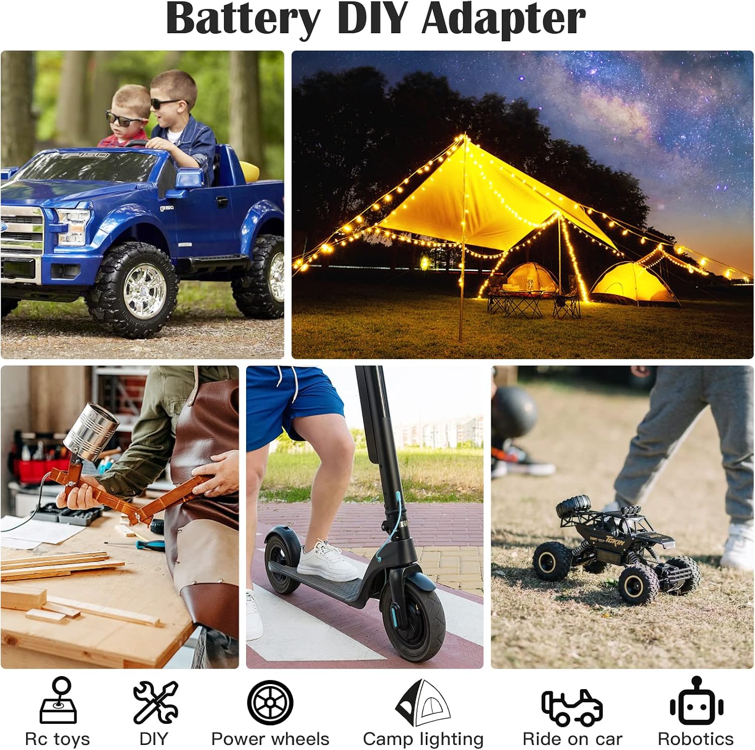 1 Packs Power Wheel Adapter for Milwaukee M18 Battery Adapter 18V Power Wheel Battery Conversion Kit with Switch, Fuse & Wire Terminals, 12AWG Wire, Power Connector for DIY Rc Car Toys and Robotics