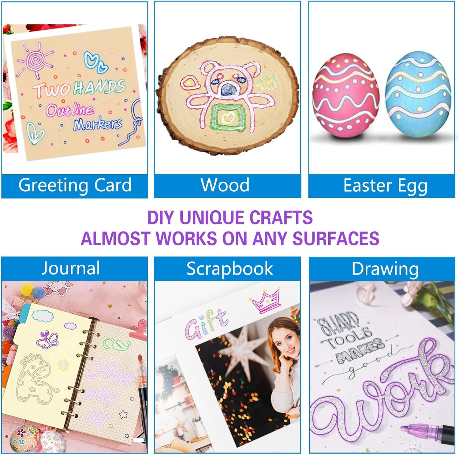 Muchchute Outline Markers Glitter Pens,12 Shimmer Toy Tween Teen Girl Gifts