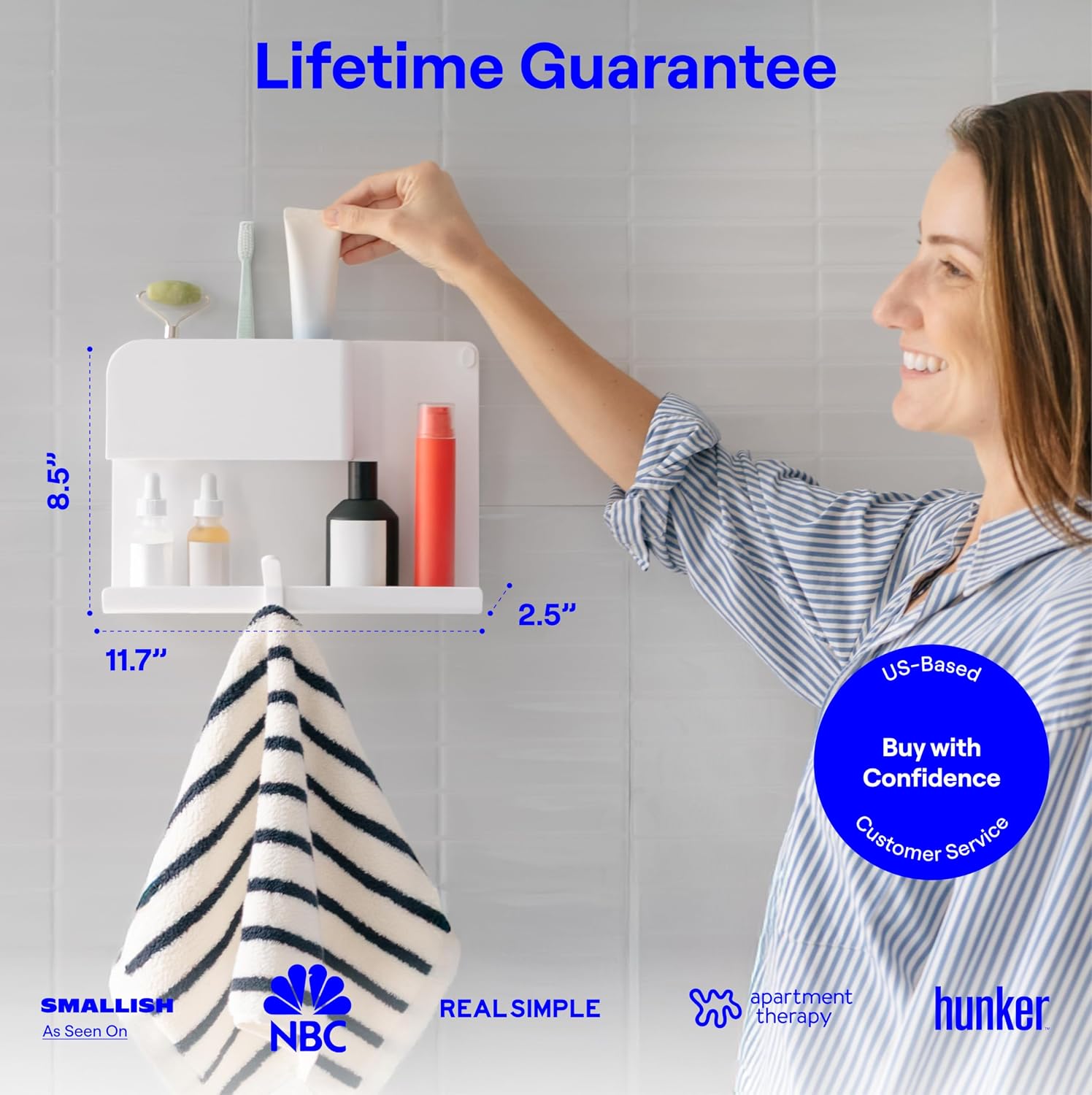 WallShelfie Bedside Wall Organizer & Dorm Decor for Dorm Room - White