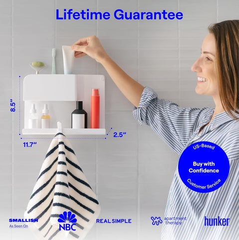 WallShelfie Bedside Wall Organizer & Dorm Decor for Dorm Room - White