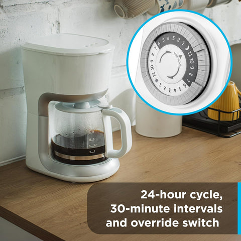 GE 24‑Hour Plug-in Mechanical Timer Outlet, 2 Grounded Outlets, 2 Pack