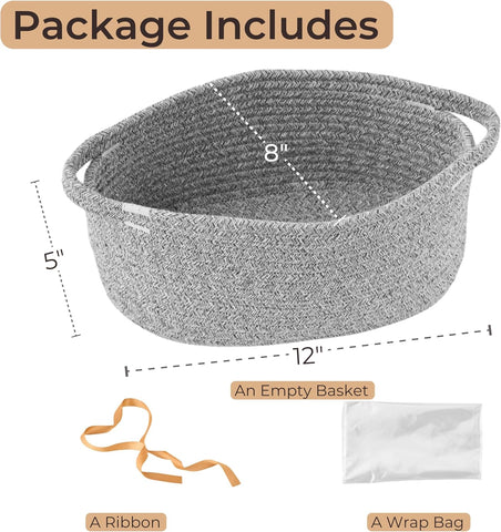 Gift Basket Empty, Small Baby Shower Basket for Gifts, Gray