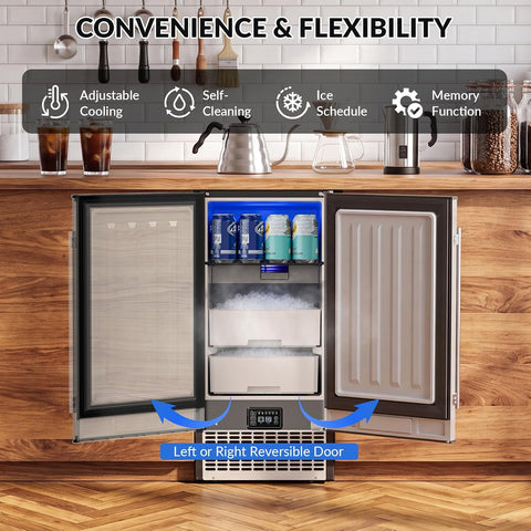 COTLIN 2-in-1 Under Counter Nugget Ice Maker with Beverage Refrigerator