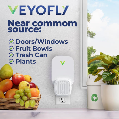 VEYOFLY Fruit Fly Traps Indoor Plug-in UV, Gnat Trap, 2 Device + 2 Refills