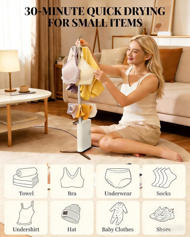 Portable Dryer for Clothes, 3/6/9-Hr Timer, Fragrance Disc, UV Care Light