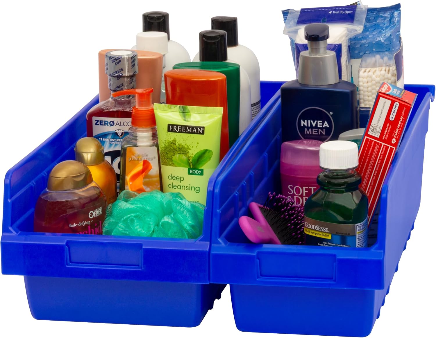 Akro-Mils 30088 Plastic Nesting ShelfMax Storage Bin Box, 18x8x6-Inch, Blue (8-Pack)