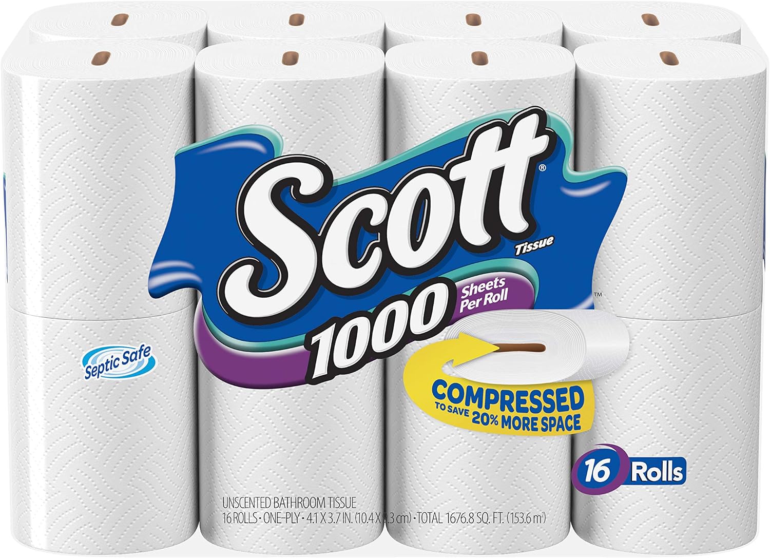 Scott 1000 Sheets Per Roll Toilet Paper, 27 Rolls, Bath Tissue