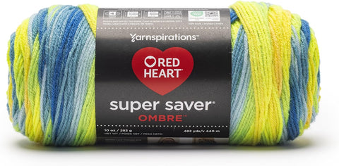 Red Heart Super Saver Ombre Yarn for Crocheting, Electric, 2-Pack