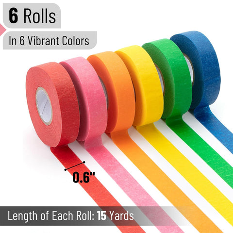 Mr. Pen- Colored Masking Tape, 0.6" x 15 Yards, 6 Pack