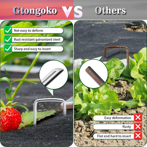 Gtongoko 120 Pack Landscape Staples 6 Inch, Galvanized Garden Stakes