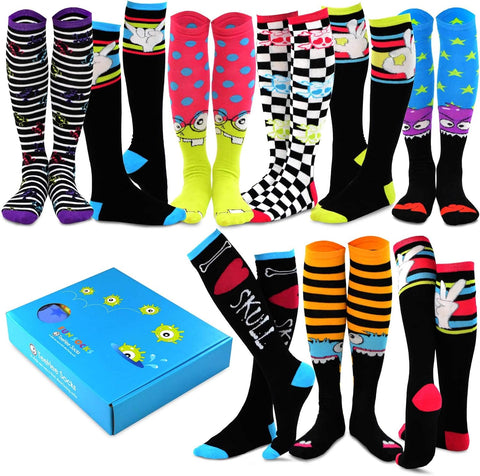 Gift Boxed Novelty Knee High Crew Slipper Socks Fun Party Pink Ribbon Christmas Valentines Patrick Halloween 9 Pair Women