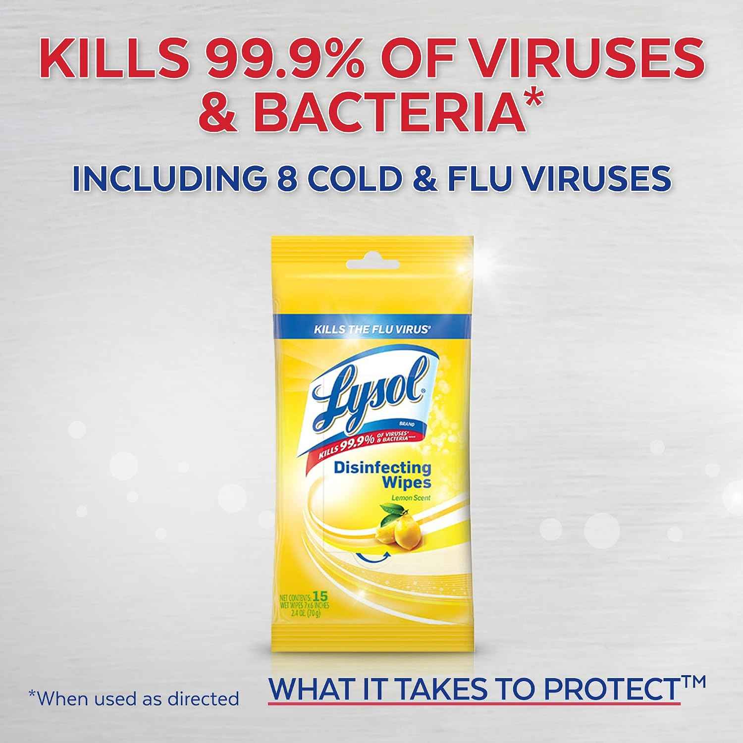 LYSOL Disinfecting Wipes - Lemon & Lime Blossom To-Go Flatpack 15 ct. (Pack of 4)