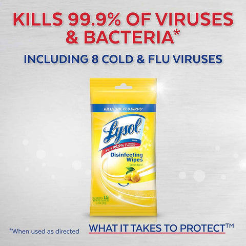 LYSOL Disinfecting Wipes - Lemon & Lime Blossom To-Go Flatpack 15 ct. (Pack of 4)