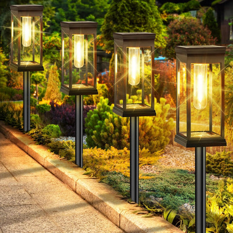 BesLowe 12-Pack Solar Pathway Lights Outdoor, Landscape Lights Warm White