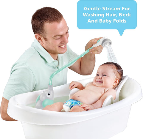 Yookidoo Baby Bath Shower Head - Elephant Water Pump and Trunk Spout Sprayer - One Handed Flow Control for Newborn Babies in Tub Or Sink (Turquoise)