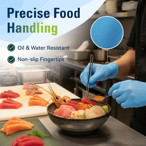 SWIFTLITE Blue Nitrile Gloves Disposable Latex Free, Food Safe