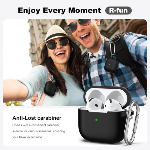 R-fun for AirPods 4 Case Silicone Cover, Black