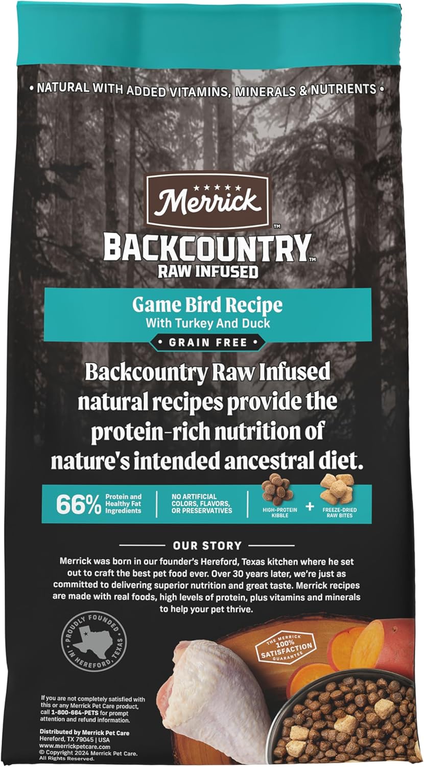Merrick Backcountry Game Bird Recipe Grain Free Dry Dog Food, 20 lb Bag