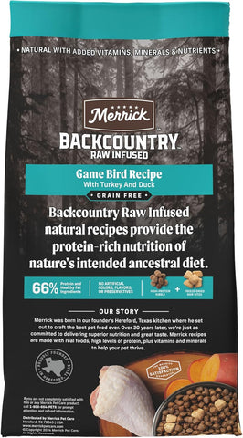 Merrick Backcountry Game Bird Recipe Grain Free Dry Dog Food, 20 lb Bag