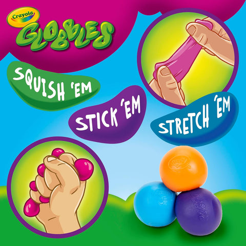 Crayola Globbles Fidget Toy (6ct), Sticky Stress Ball for Adults & Kids, Squishy Balls, Calming Sensory Gifts for Stress Relief
