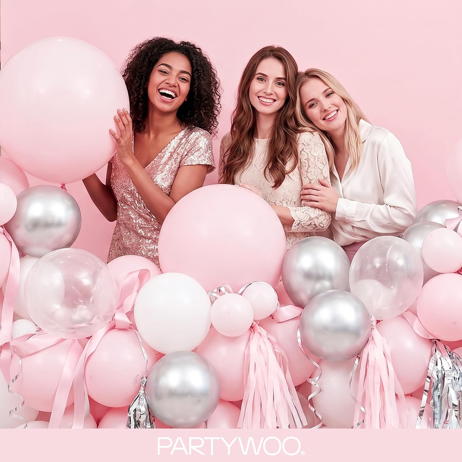 PartyWoo Pale Pink Balloons 85pcs Light Pastel Baby Pink Different Sizes