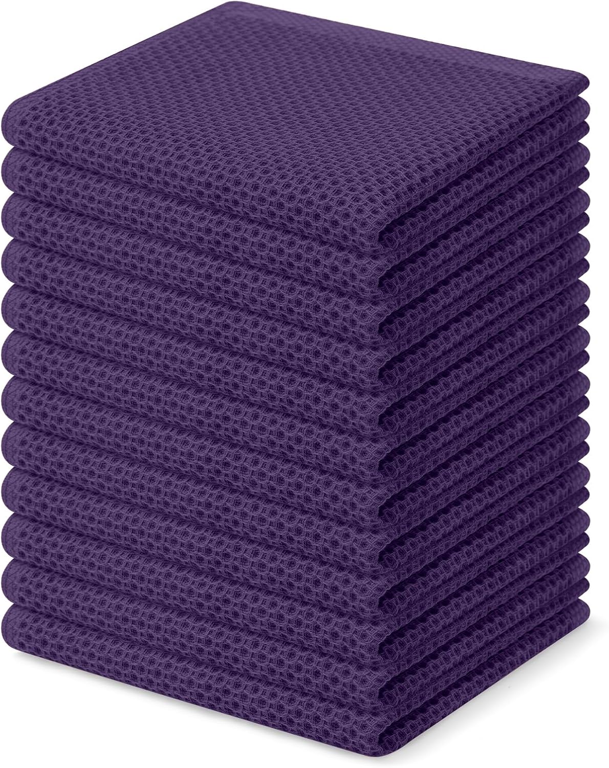 Homaxy 100% Cotton Waffle Weave Kitchen Dish Cloths 12-Pack, Eggplant