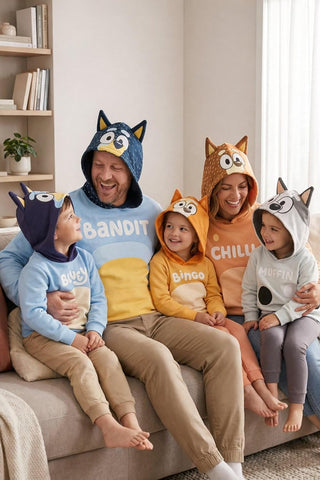 Bluey Matching Family Cosplay Fleece Hooded Sweatshirt