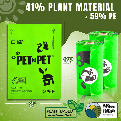 Pet N Pet Poop Bags for Dogs, 1080 Count, Plant Based, Unscented, Green