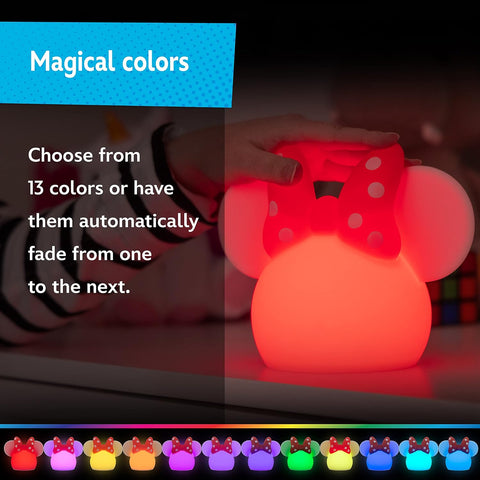 Disney Squish'ems Minnie Mouse Night Light for Kids, Soft Silicone