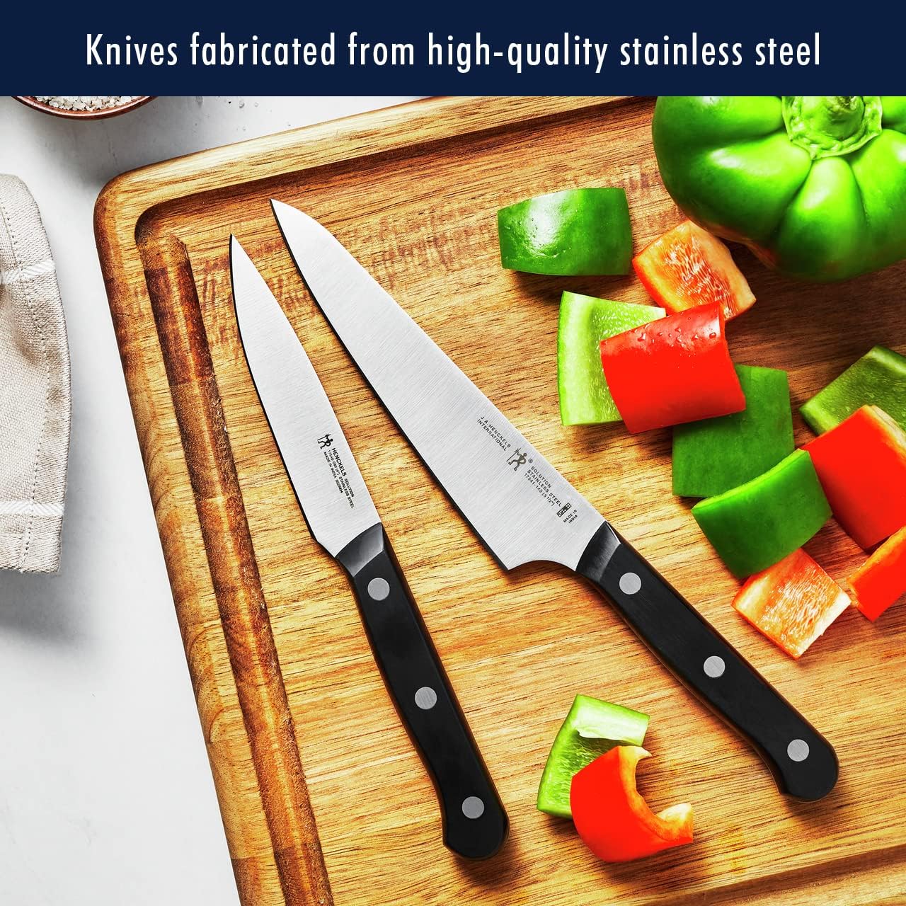 Henckels Solution 12-Pc Knife Set, Razor-Sharp, German Engineered, Brown