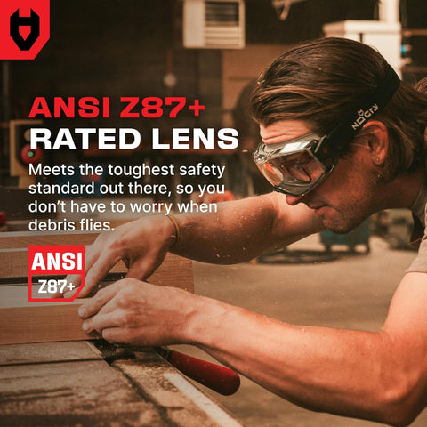 NoCry Anti Fog Safety Goggles Over Glasses For Men And Women — ANSI Z87.1 Premium Anti Scratch & UV380 — Eye Protection with Panoramic Lens & Adjustable Strap — Perfect Dust Goggles for Chemistry Lab