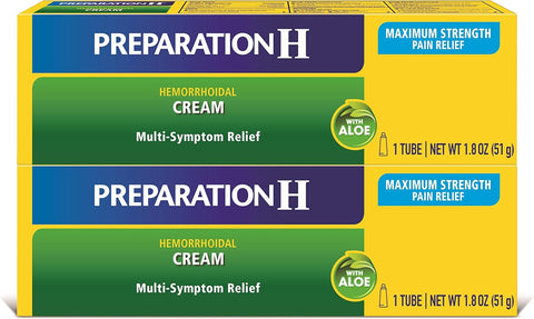 Preparation H Hemorrhoid Symptom Treatment Cream, 2 x 1.8 oz Tubes