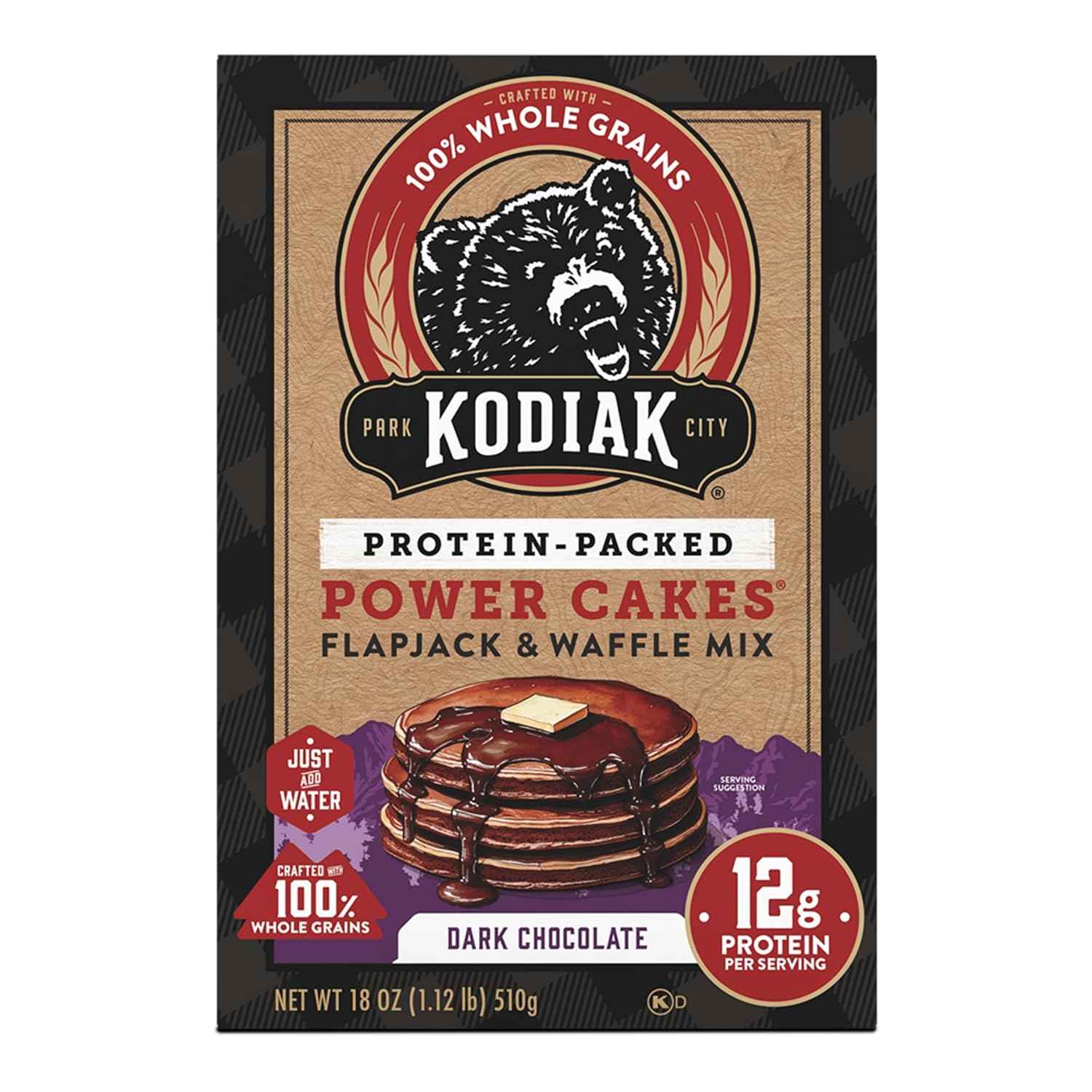 Kodiak Cakes Protein Pancake Power Cakes, Flapjack and Waffle Baking Mix, Dark Chocolate, 18 Ounce (Pack of 6)