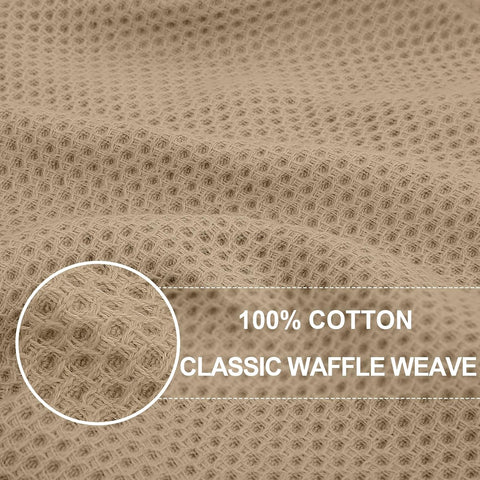 Homaxy 100% Cotton Oversized Waffle Weave Kitchen Towels 6-Pack, Tan