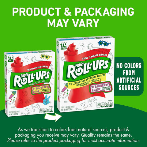 Fruit Roll-Ups Fruit Flavored Snacks, Strawberry Sensation, 0.5 oz, 10 ct (Pack of 10)