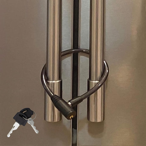 Urban August Child-Proof Refrigerator Lock for Kids & Adults - Lock for French Door Fridge and Cabinet (Regular, Black - 1 Pack)